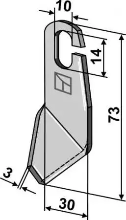 Flügelmesser geschliffen (73x30mm) - rechte Ausführung für Amazone Grashopper (Vergleichsnummer 991628)